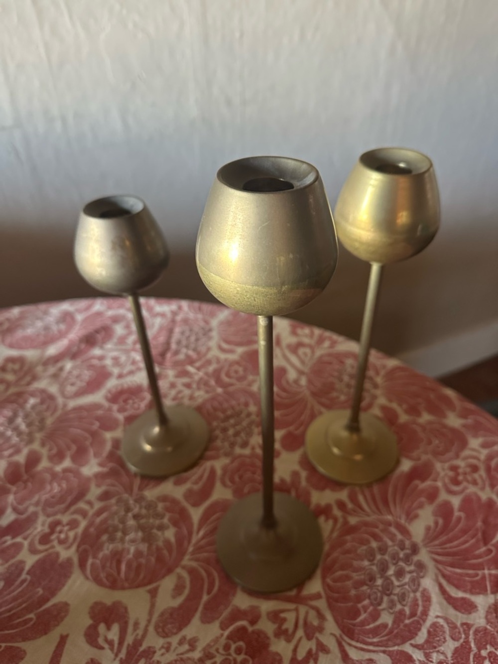 1960s Rosenthal Netter Solid Brass Tulip Candlesticks Candle
Holders Set of 3